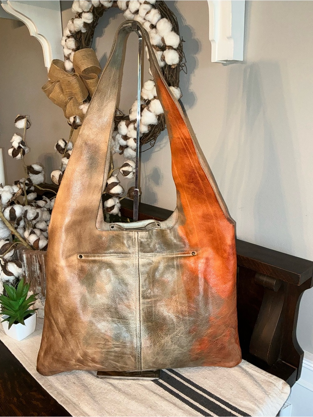 NWOT Bed Stu Leather Ariel Hobo Shoulder Bag Cool Sangria Tie Dyed Retail $249 - Picture 5 of 14